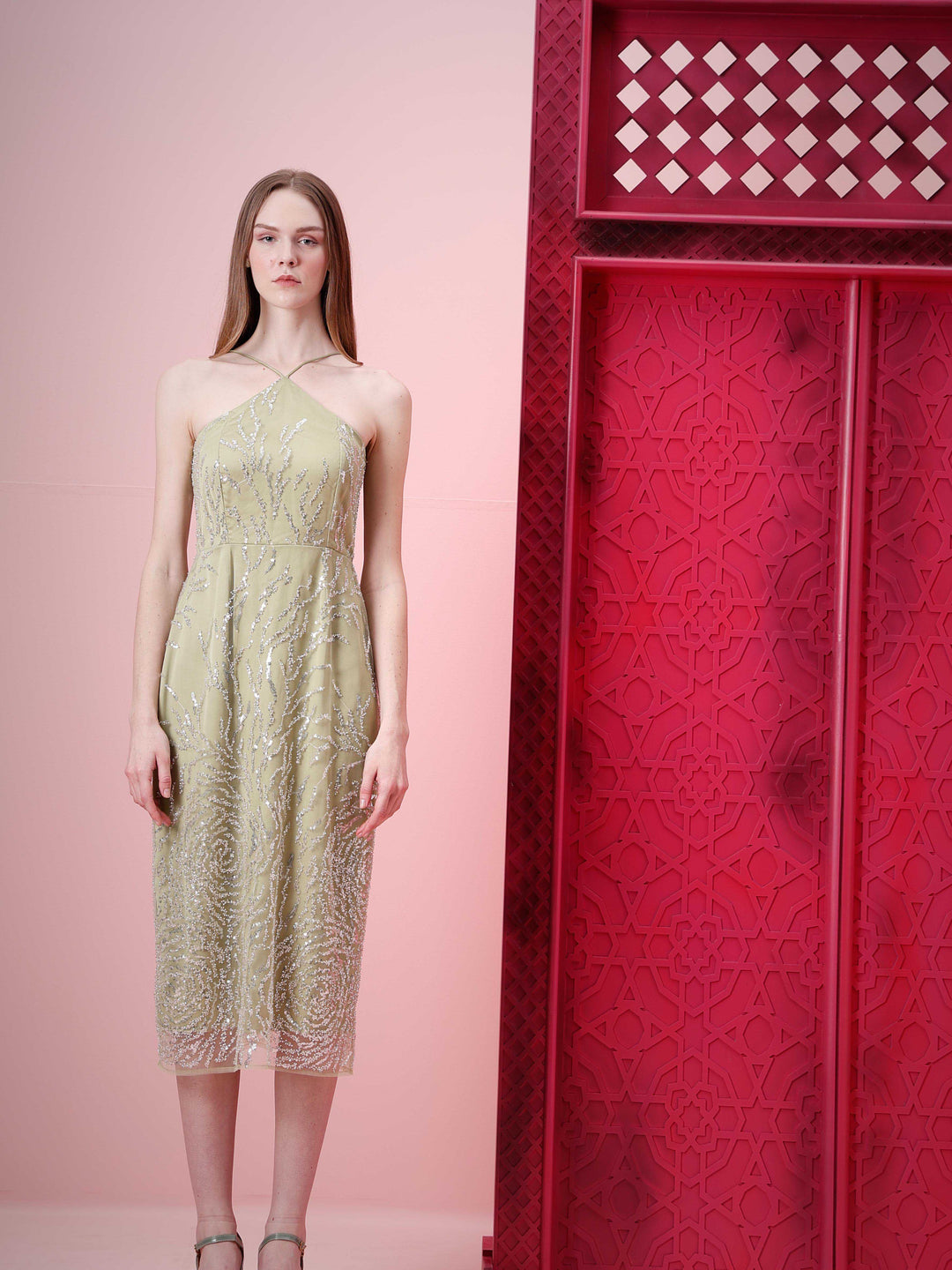 Vero Moda Marquee Sage Green Strappy Midi Dress