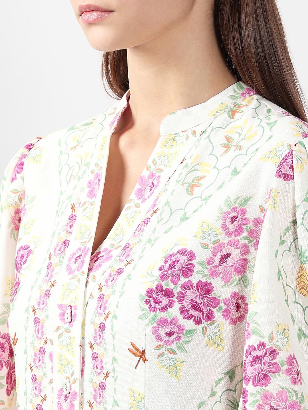 Vero Moda White Printed Cotton Midi Dress