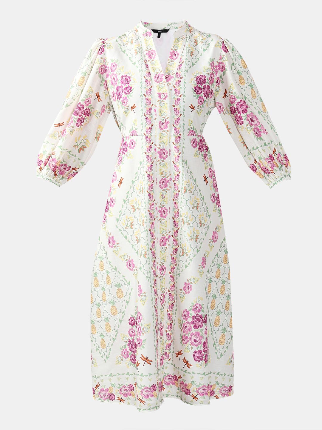 Vero Moda White Printed Cotton Midi Dress