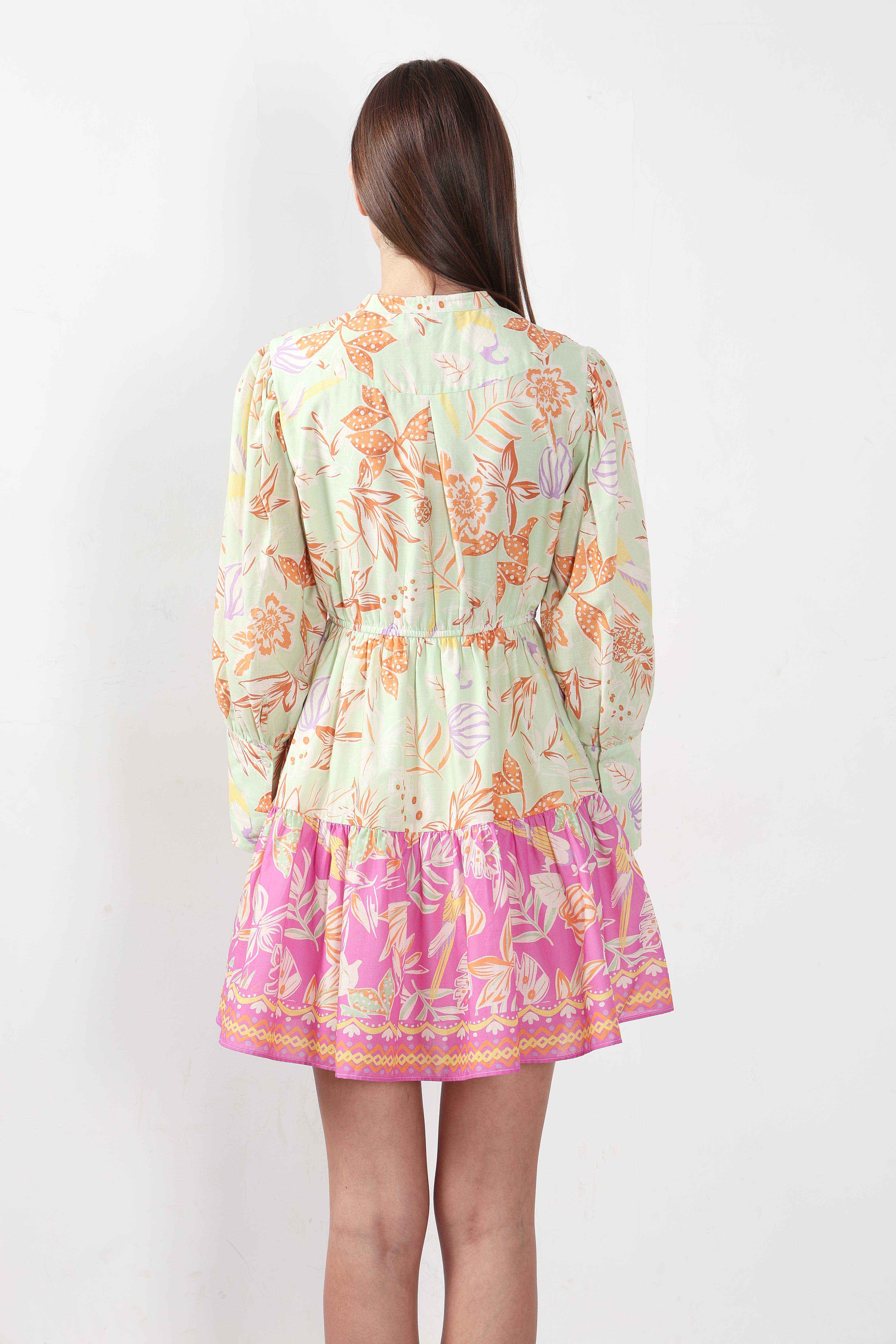 Vero Moda Green Floral Fit & Flare Dress