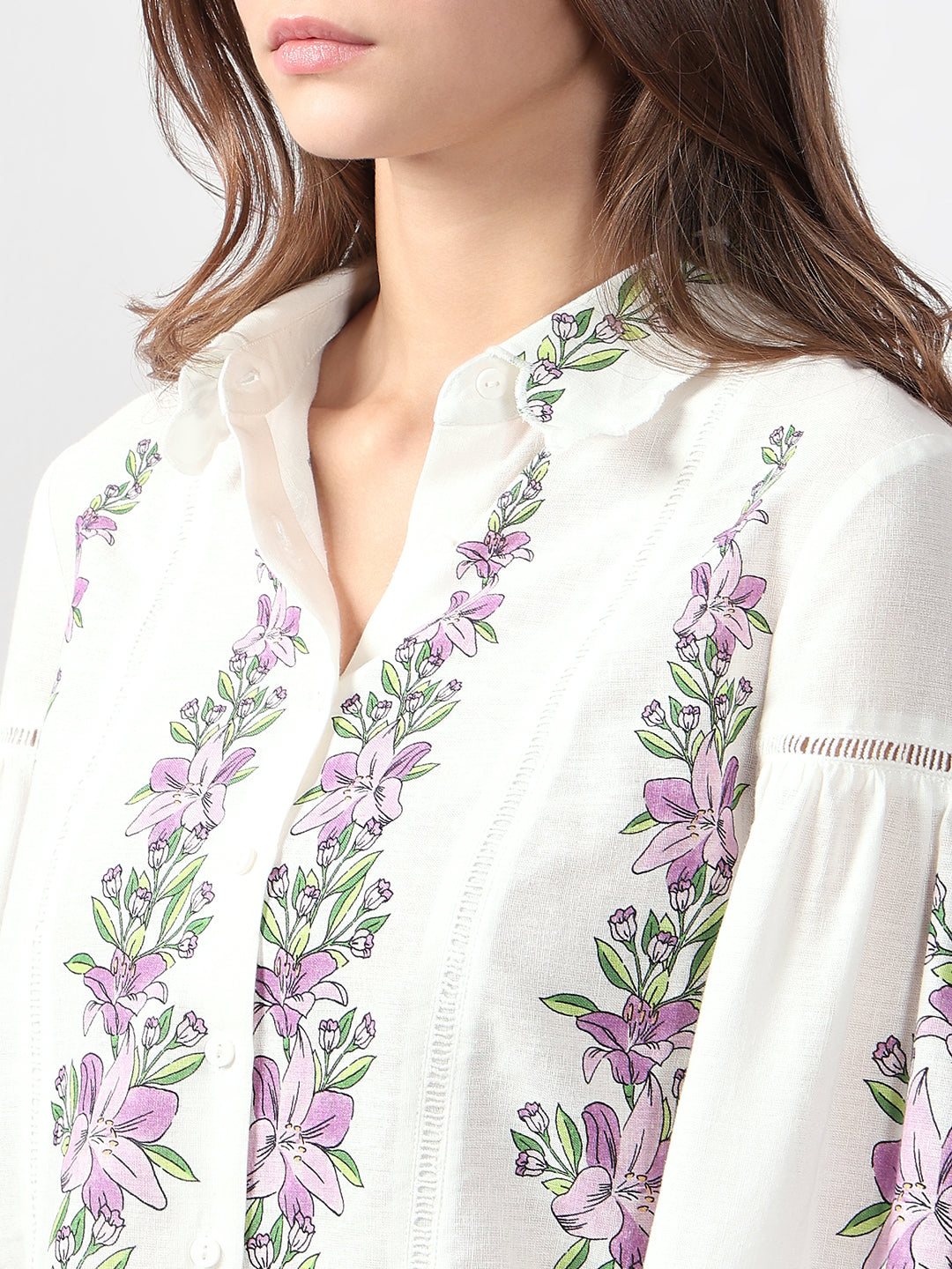 VERO MODA White Floral Print Cotton Shirt