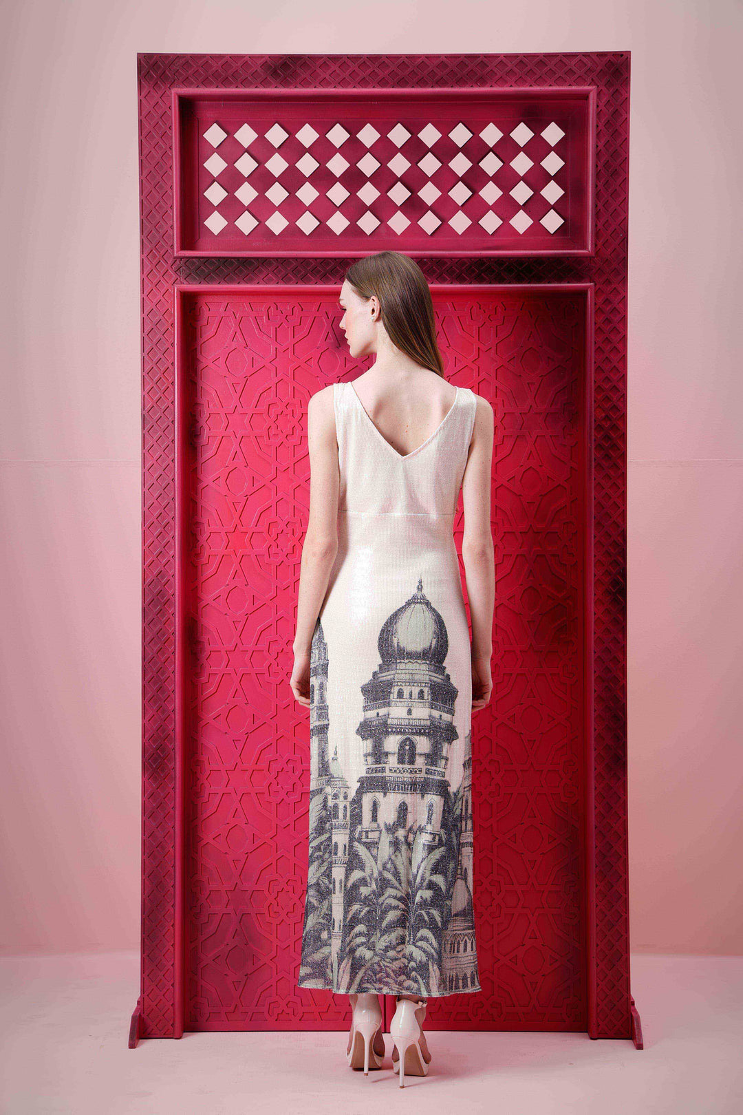 Vero Moda Marquee White Sequin Printed Dress