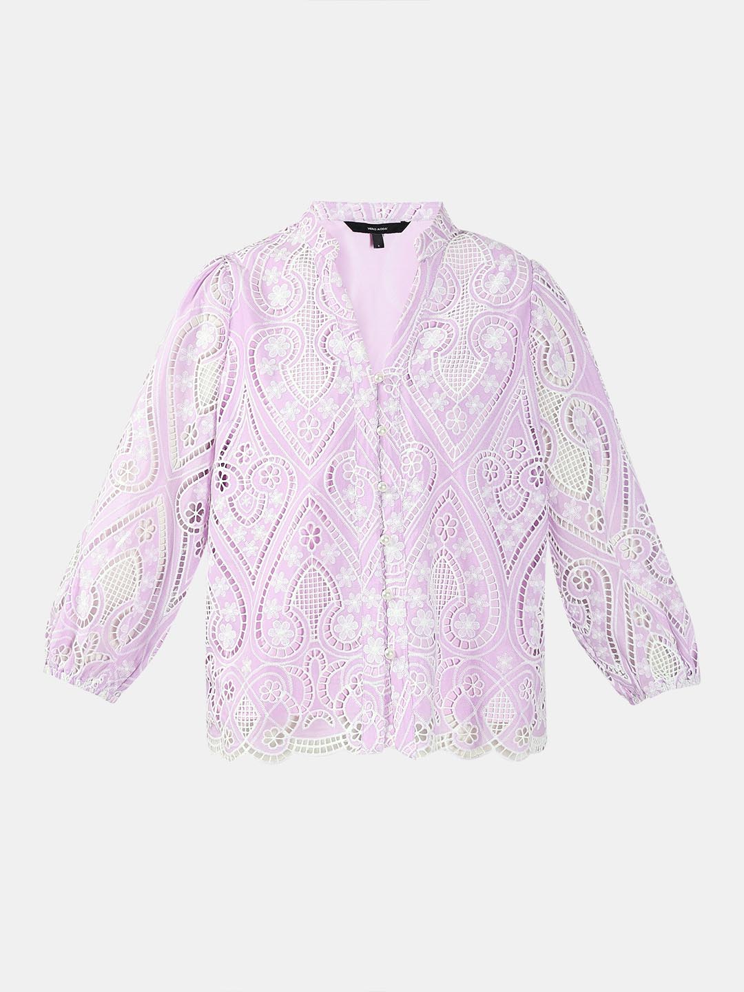 Lilac Schiffli Embroidered Top