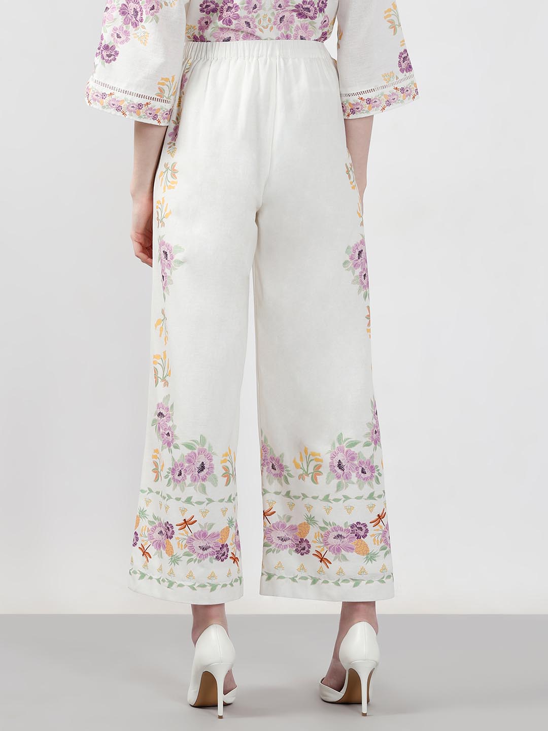 Vero Moda White Floral High Rise Pants