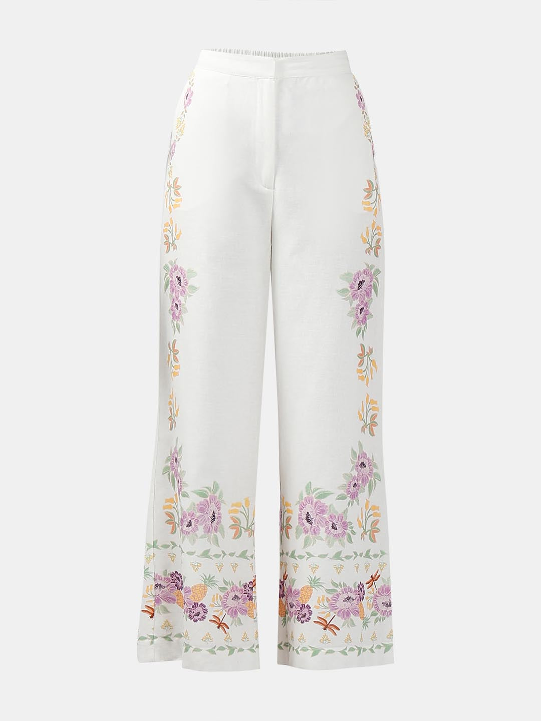 Vero Moda White Floral High Rise Pants