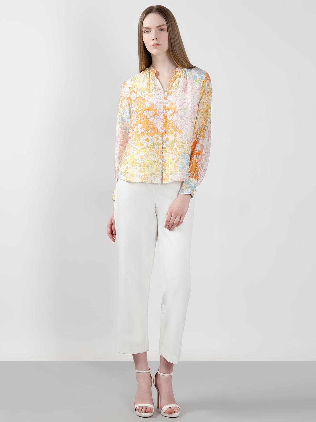 Vero Moda Yellow Floral Full Sleeves Shirt