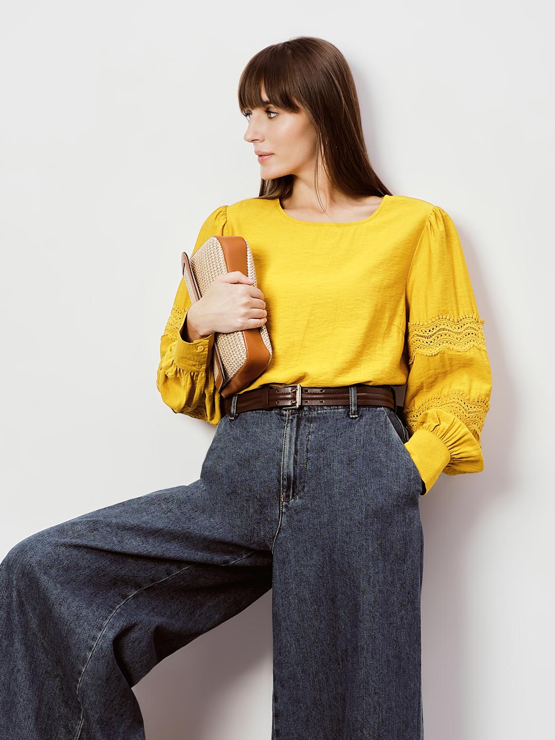 Vero Moda Yellow Puff Sleeves Top - Main Image