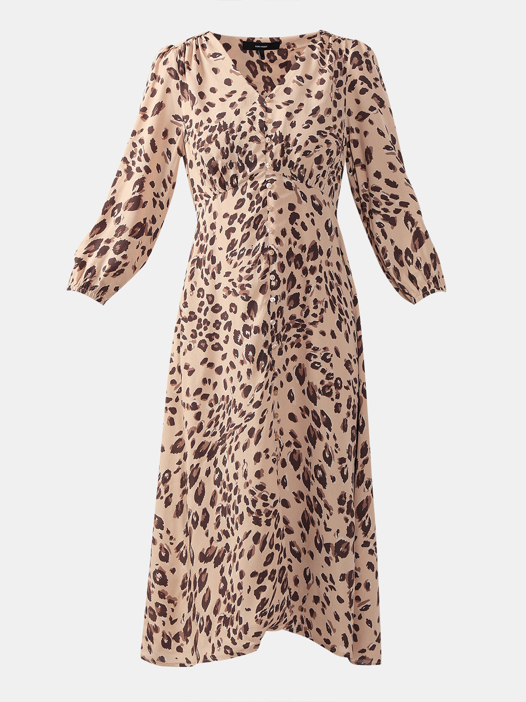 Brown Animal Print Midi Dress