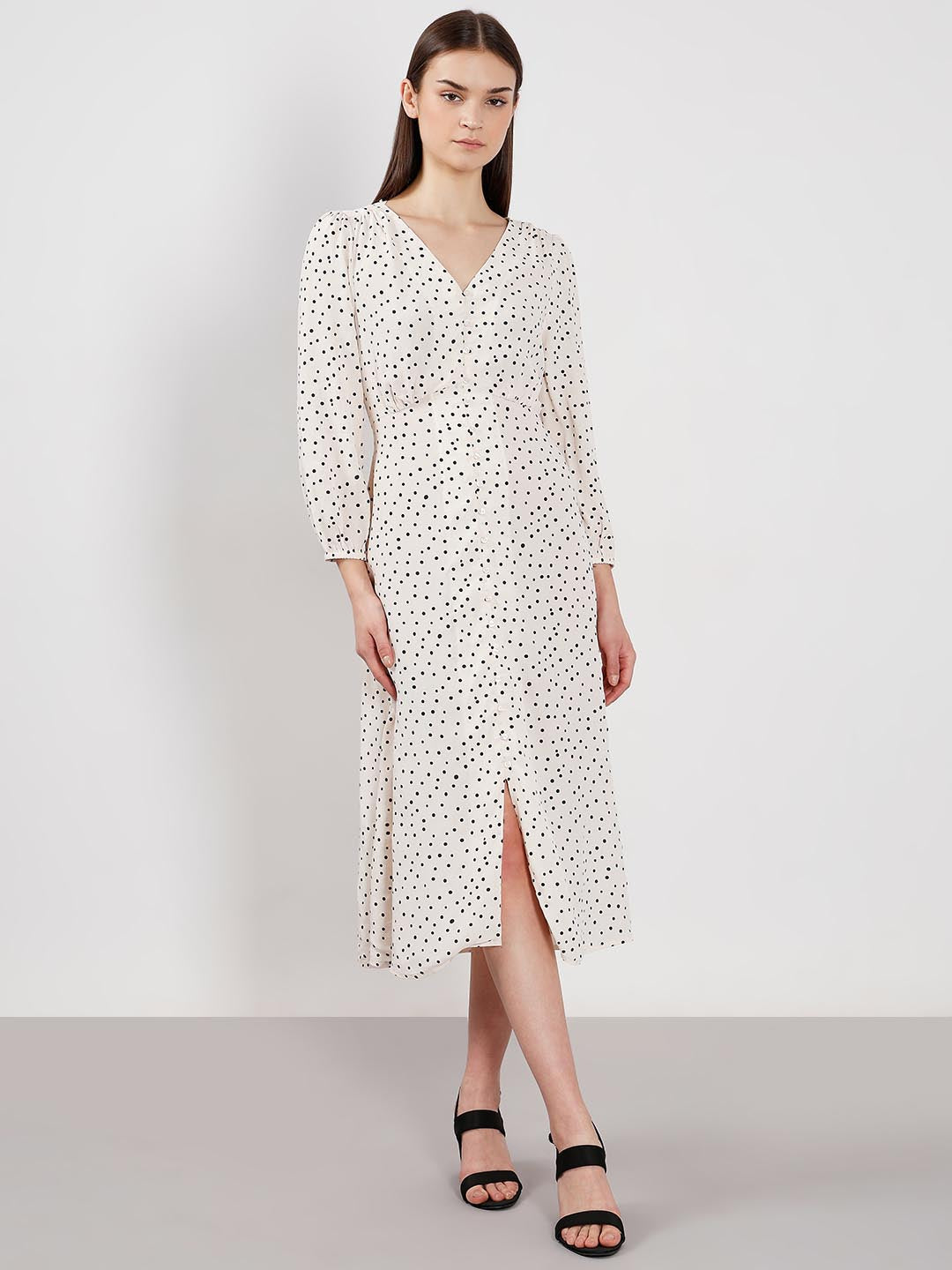 Vero Moda White Printed Midi Dress