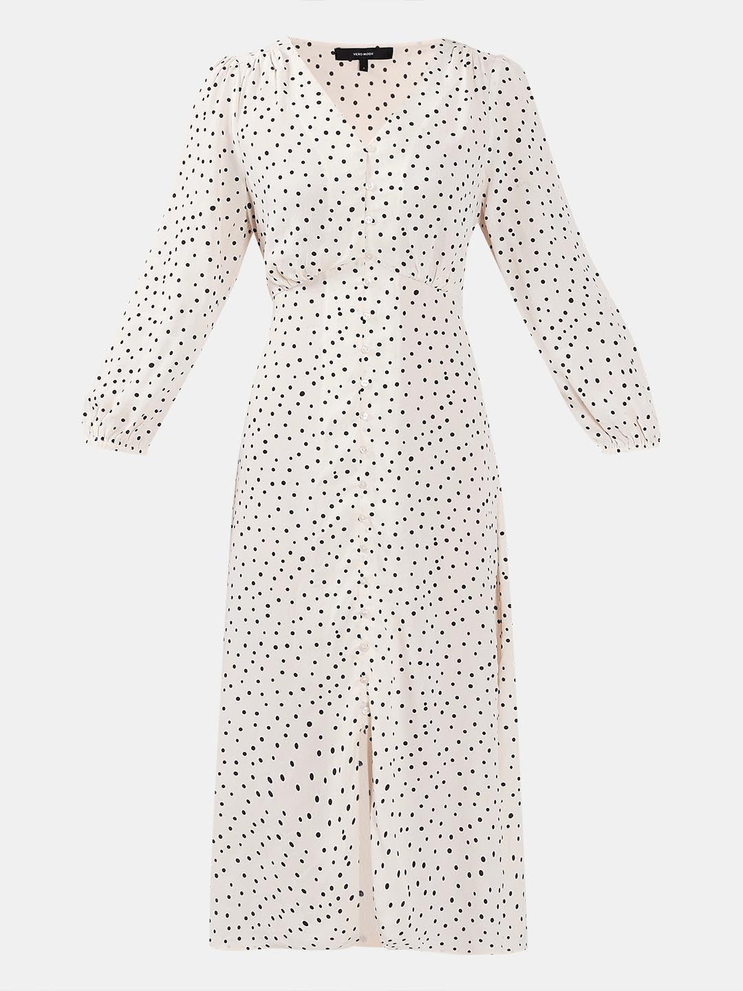 Vero Moda White Printed Midi Dress