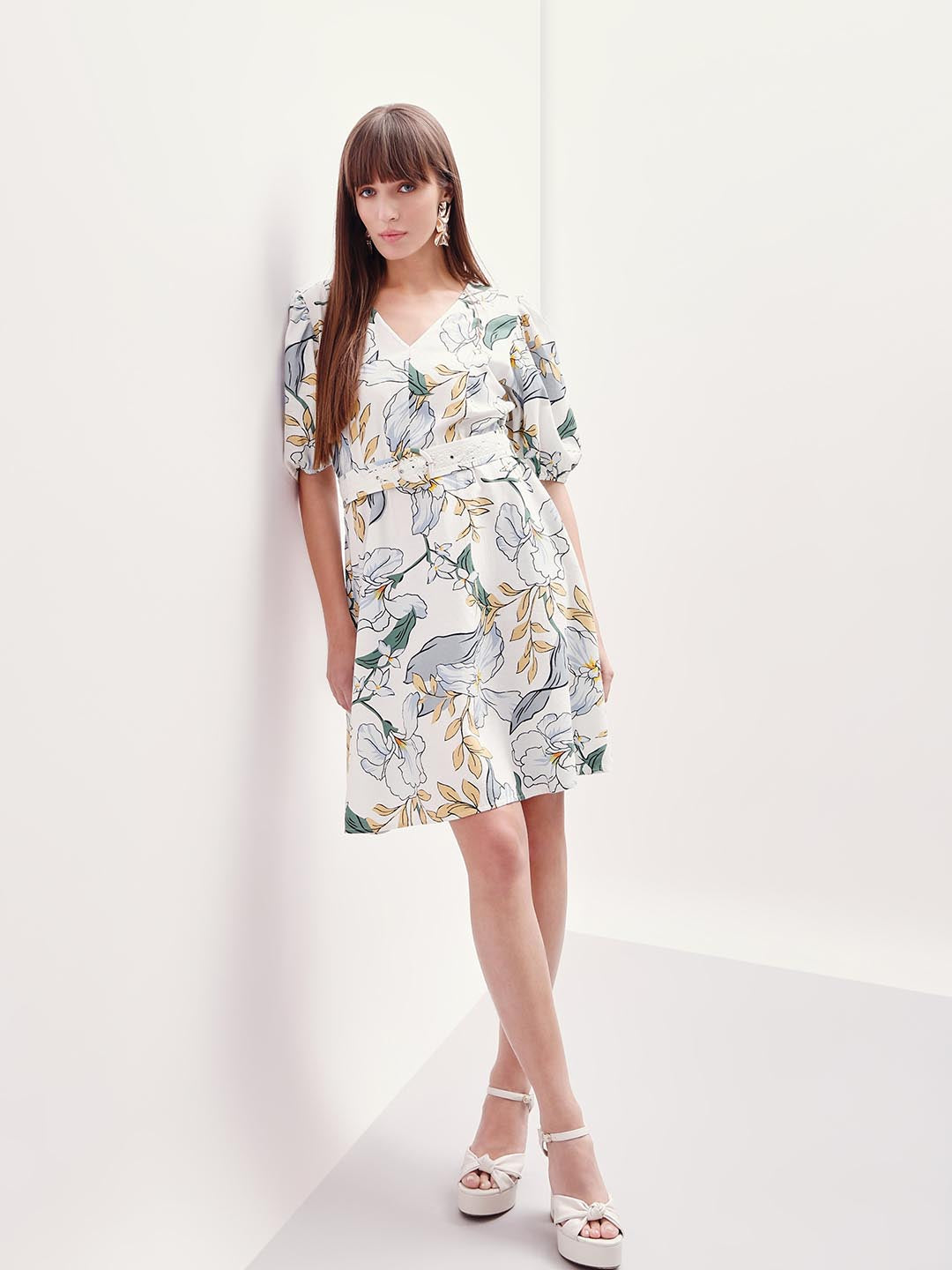 Vero Moda White Floral Printed Dress