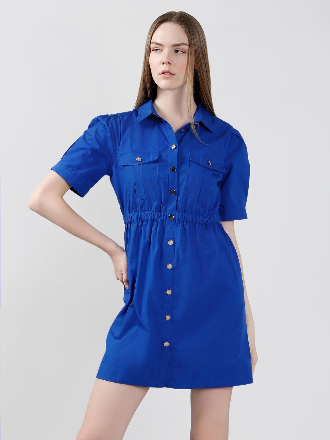 Vero Moda Blue Cotton Shirt Dress