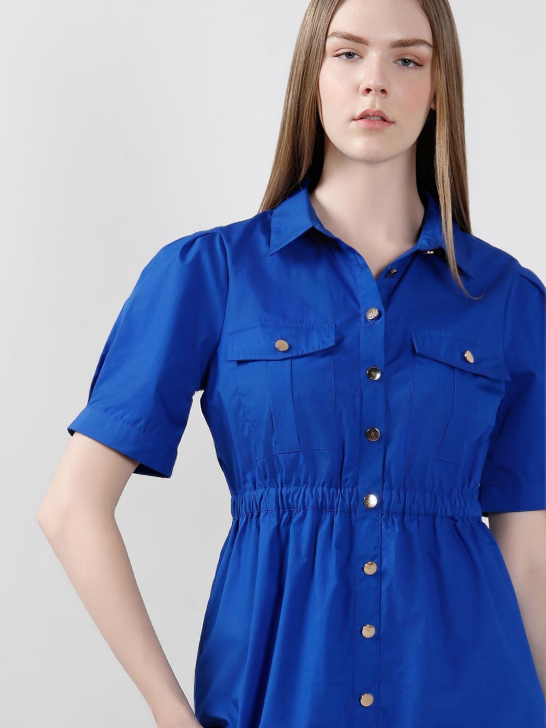 Vero Moda Blue Cotton Shirt Dress