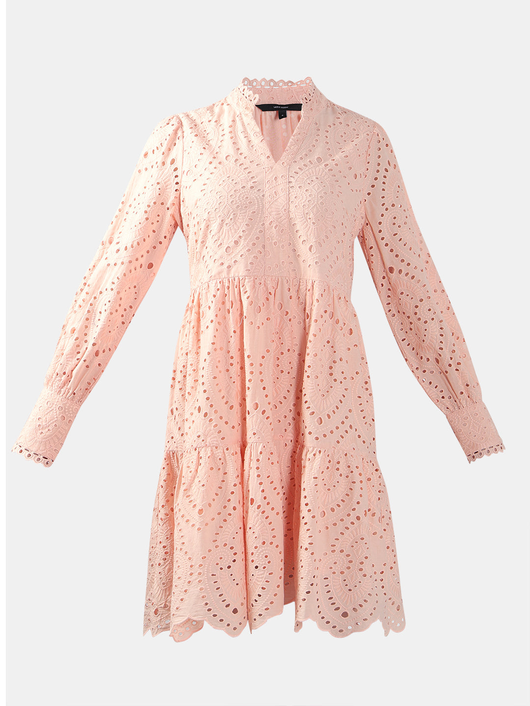 Peach Schiffli Embroidered Dress