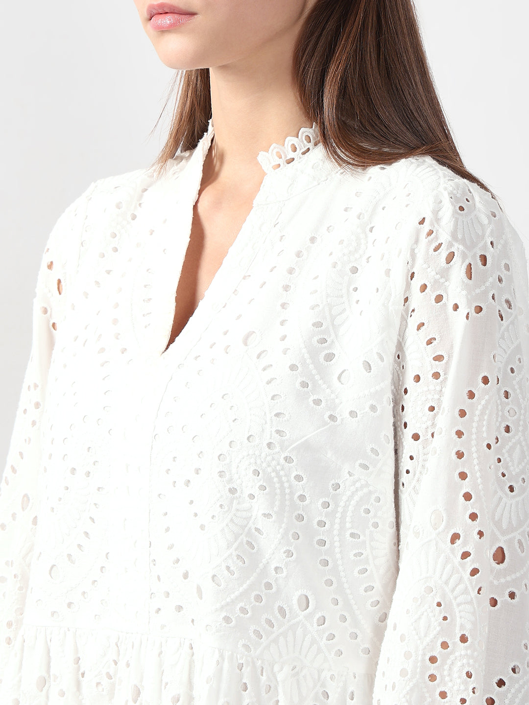 White Schiffli Embroidered Dress