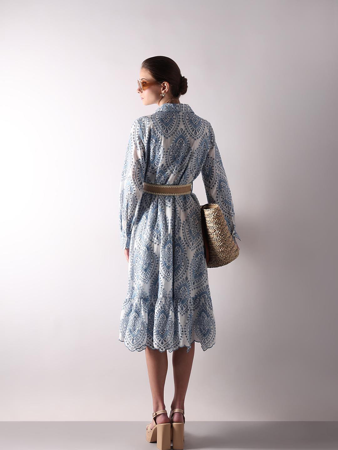 Vero Moda White Schiffli Embroidered Shirt Dress