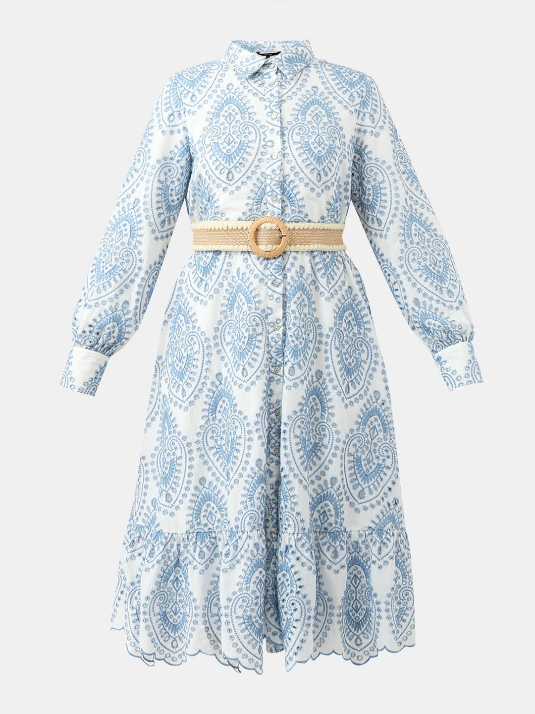 Vero Moda White Schiffli Embroidered Shirt Dress