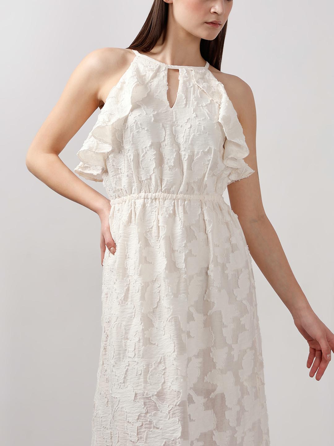 Vero Moda White Ruffle Midaxi Dress