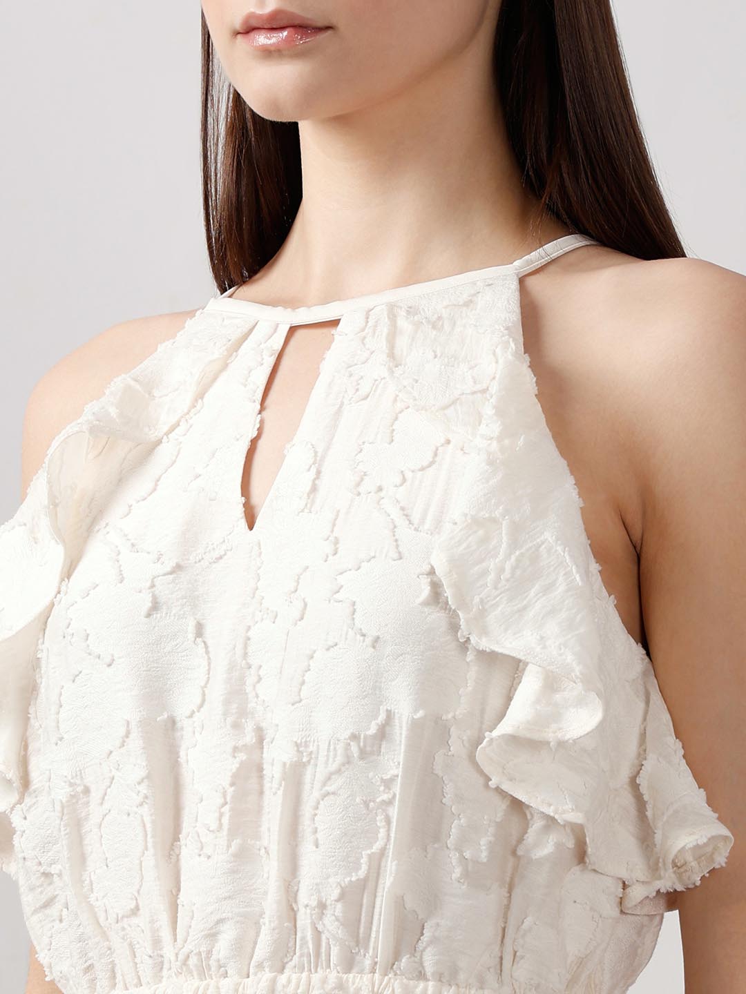 Vero Moda White Ruffle Midaxi Dress