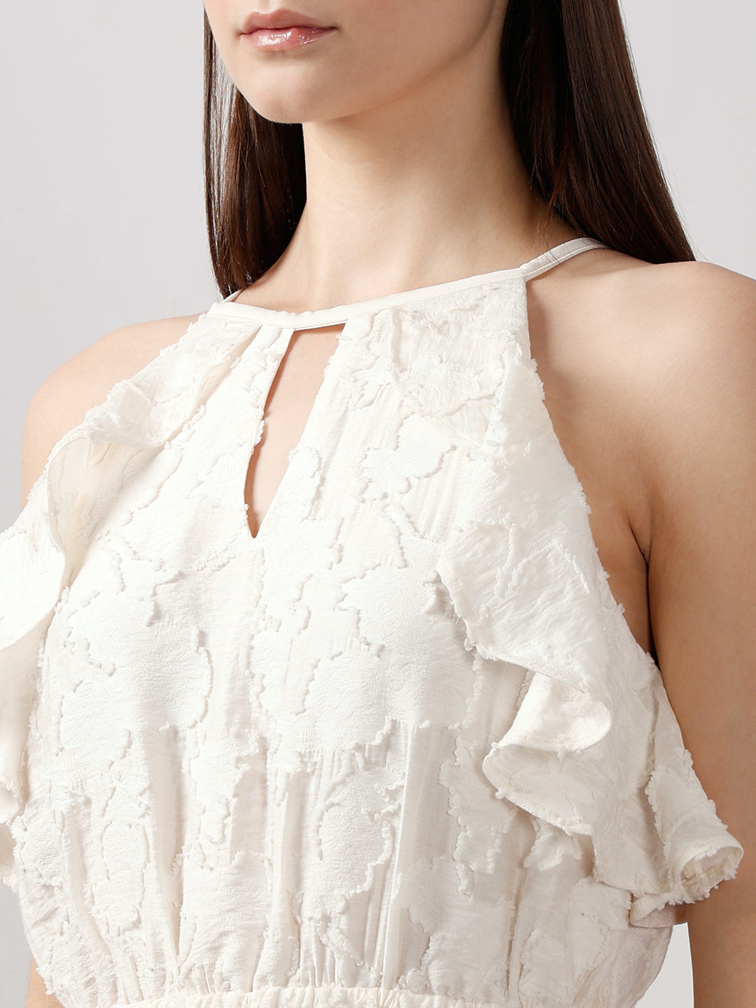 VERO MODA White Ruffle Midaxi Dress