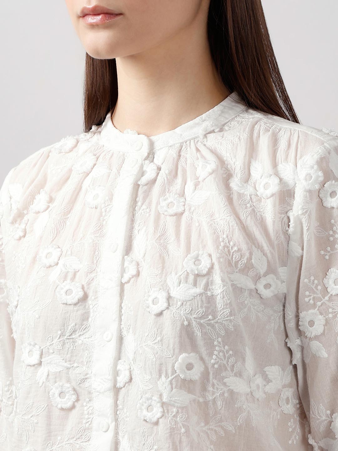 Vero Moda White 3D Embroidery Shirt