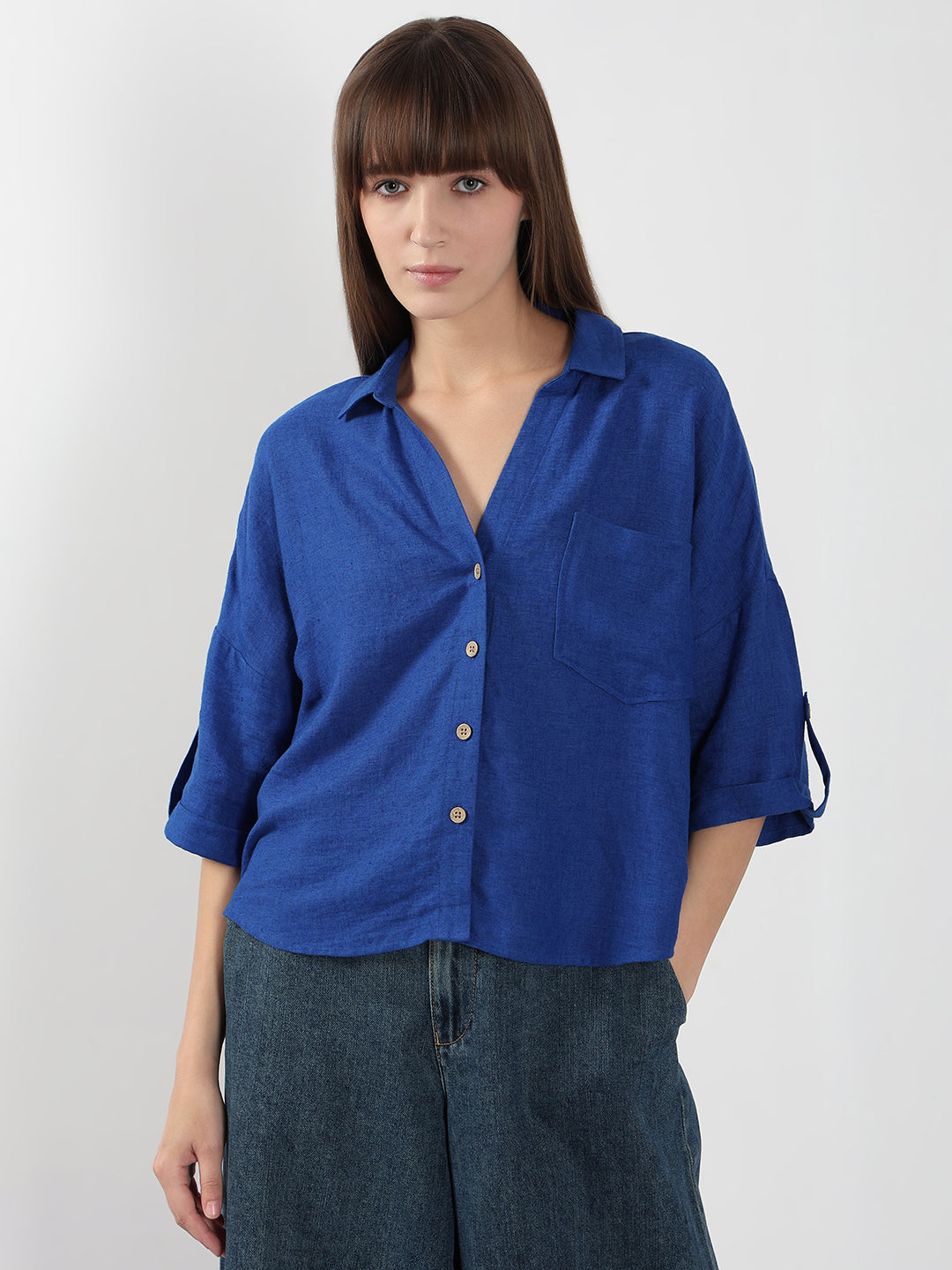 Blue Short Sleeves Shirt