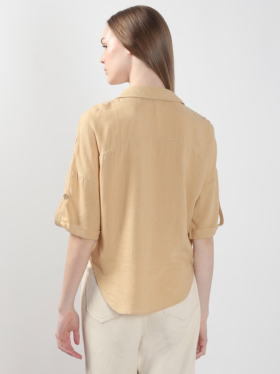 VERO MODA Beige Short Sleeves Shirt