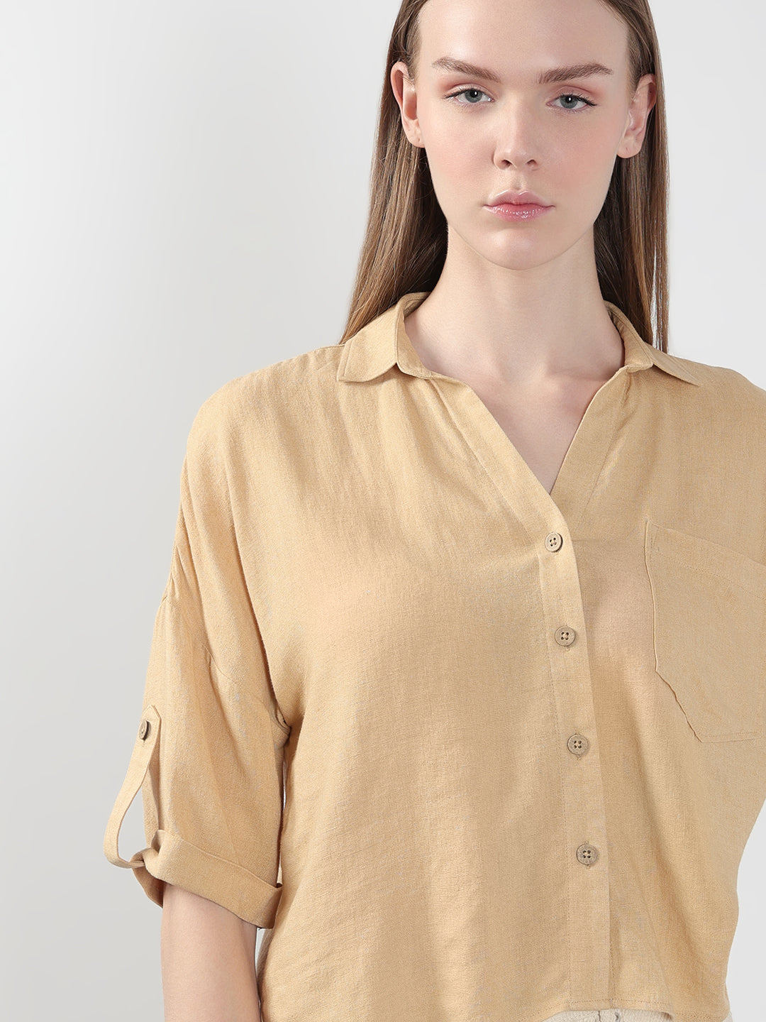 VERO MODA Beige Short Sleeves Shirt
