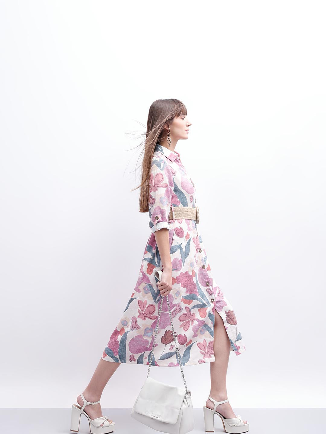 Vero Moda Pink Floral Print Shirt Dress