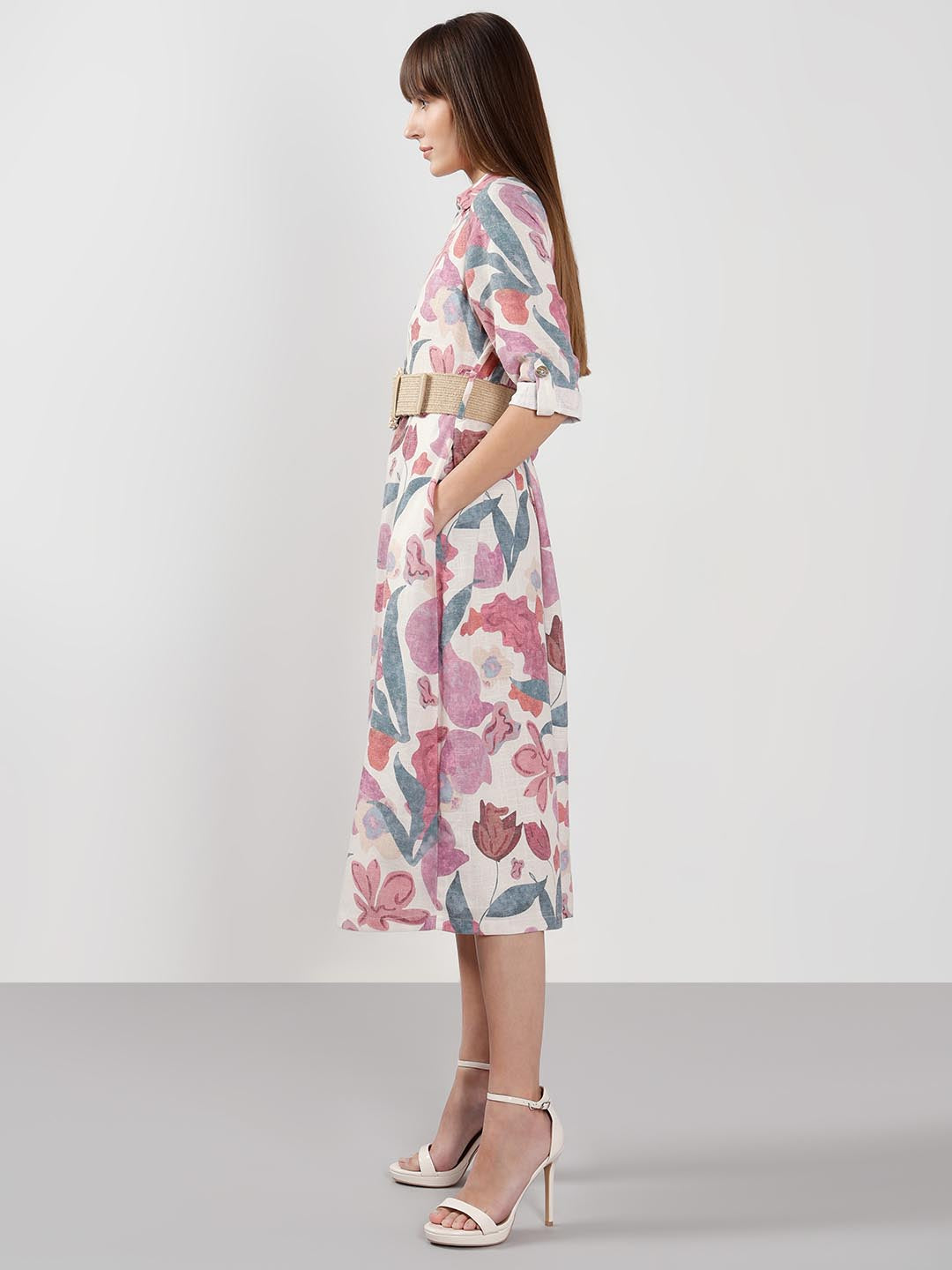 Vero Moda Pink Floral Print Shirt Dress