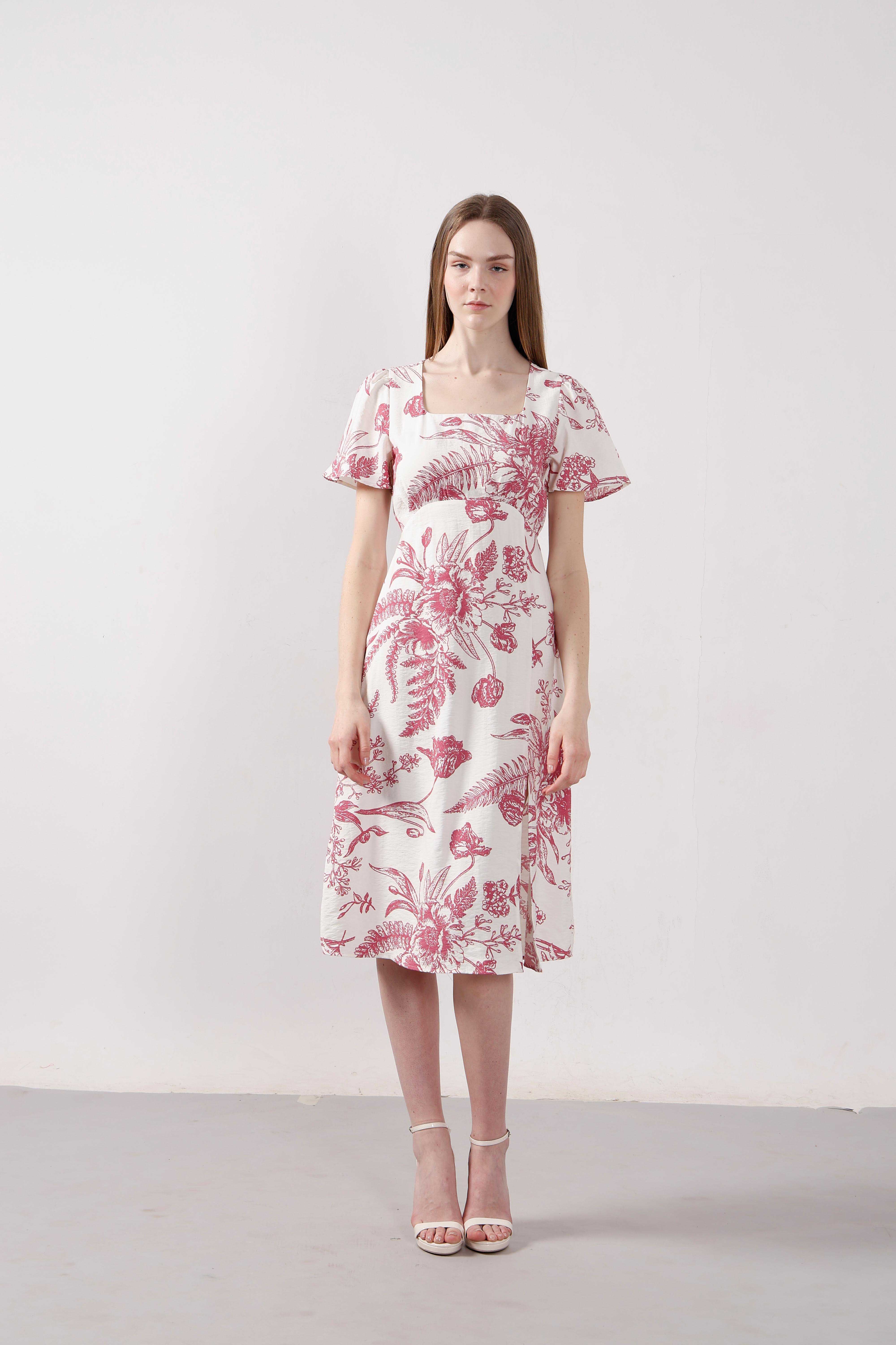 Vero Moda White Printed Midi Dress