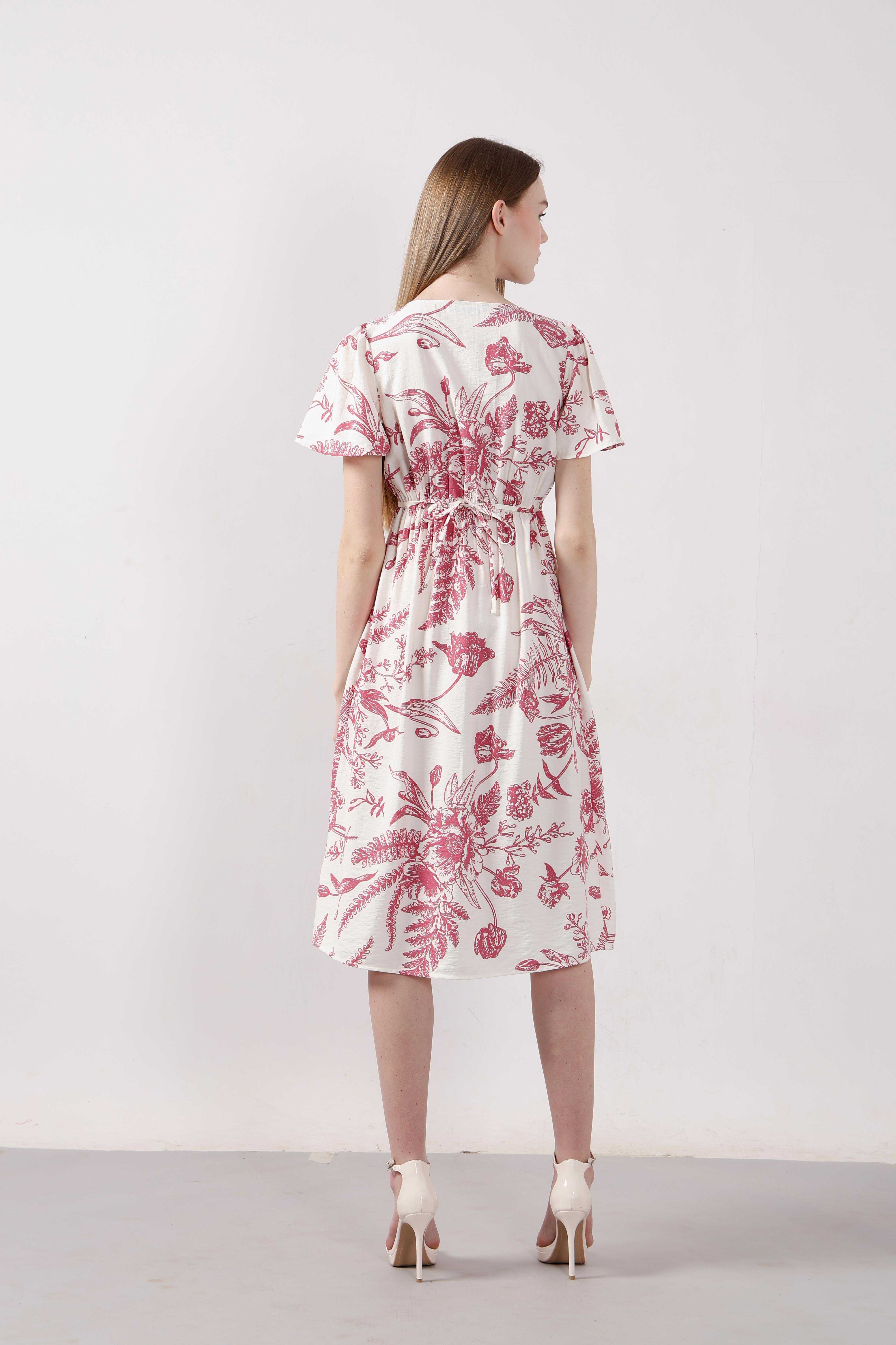 Vero Moda White Printed Midi Dress