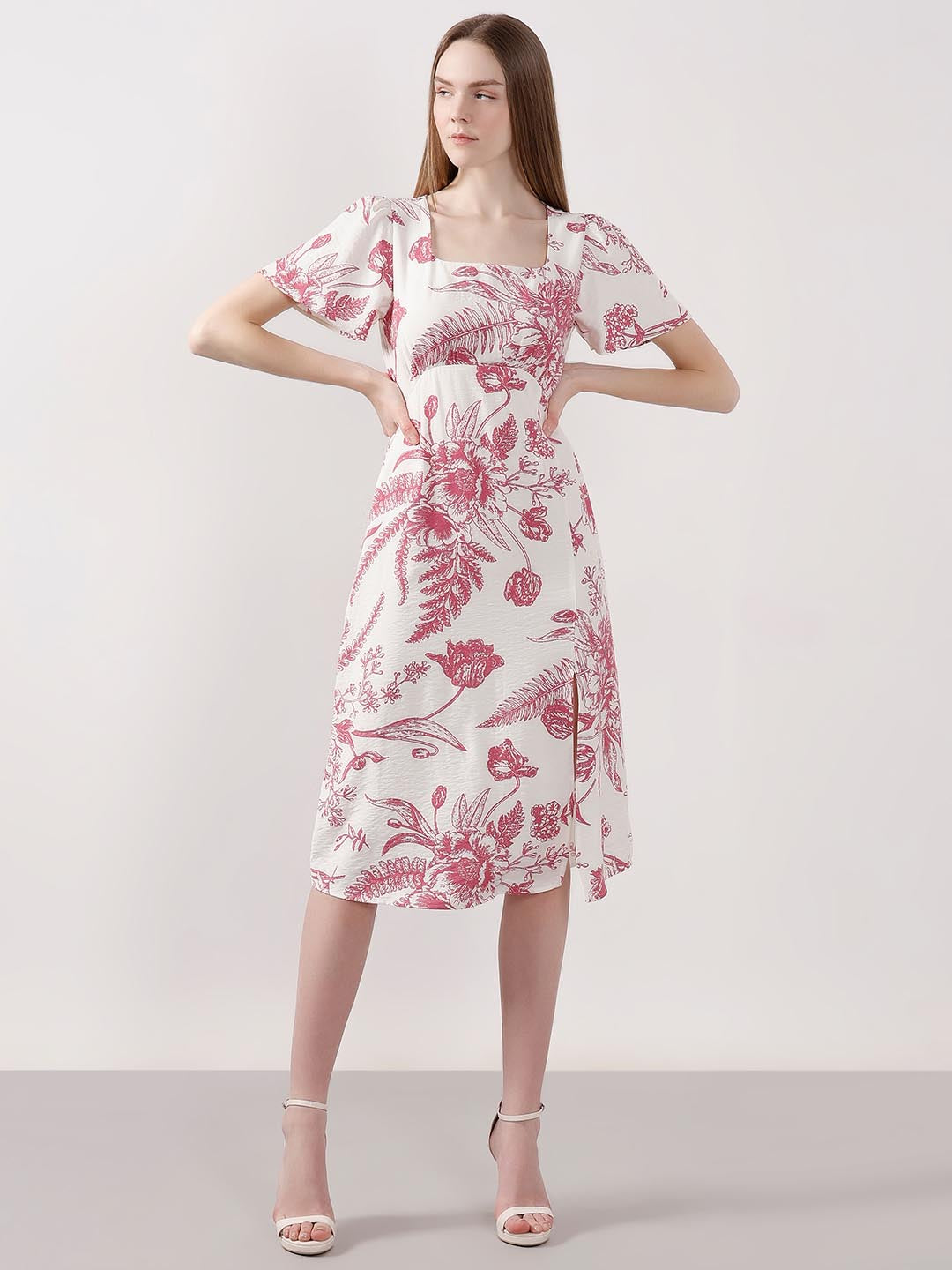 Vero Moda White Printed Midi Dress