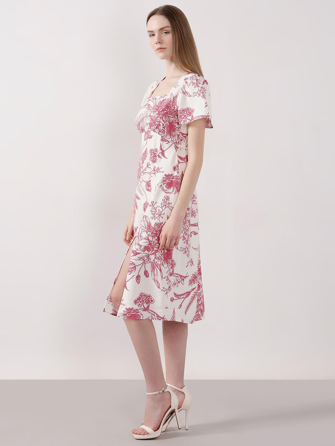 Vero Moda White Printed Midi Dress