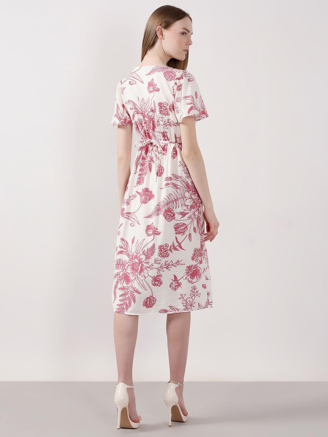 Vero Moda White Printed Midi Dress