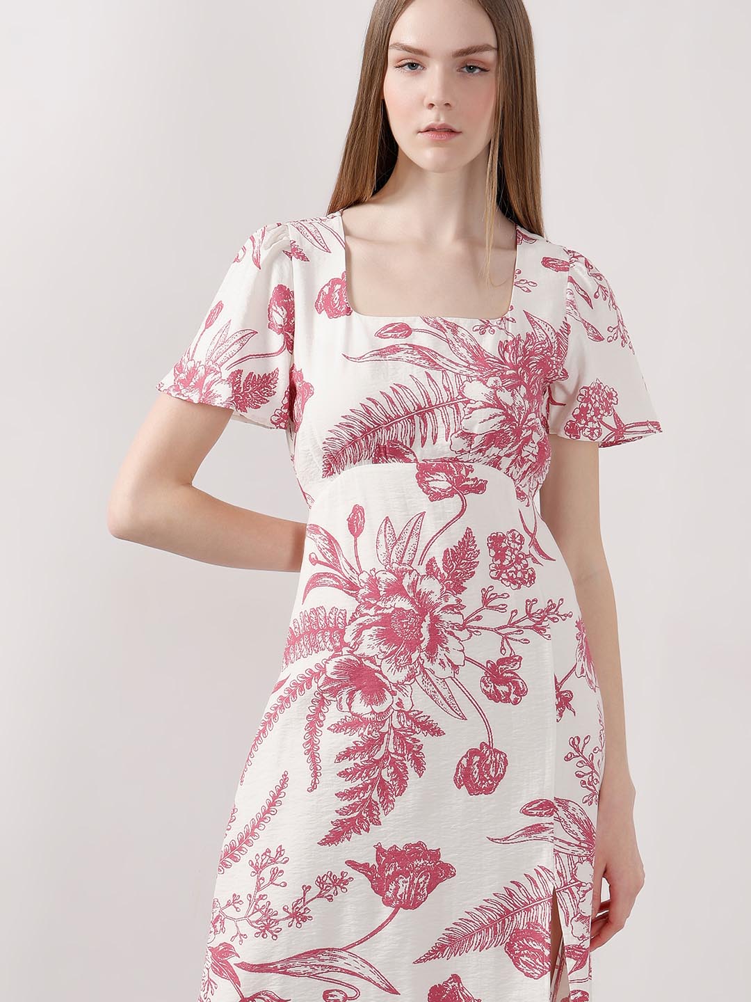 Vero Moda White Printed Midi Dress