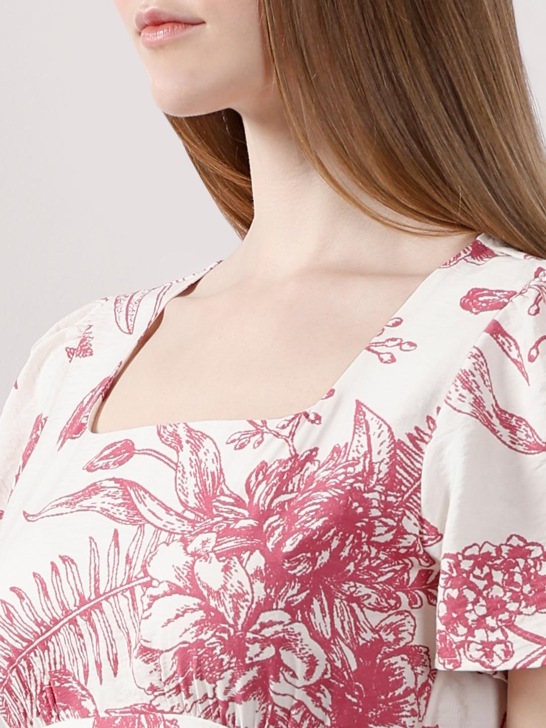 Vero Moda White Printed Midi Dress