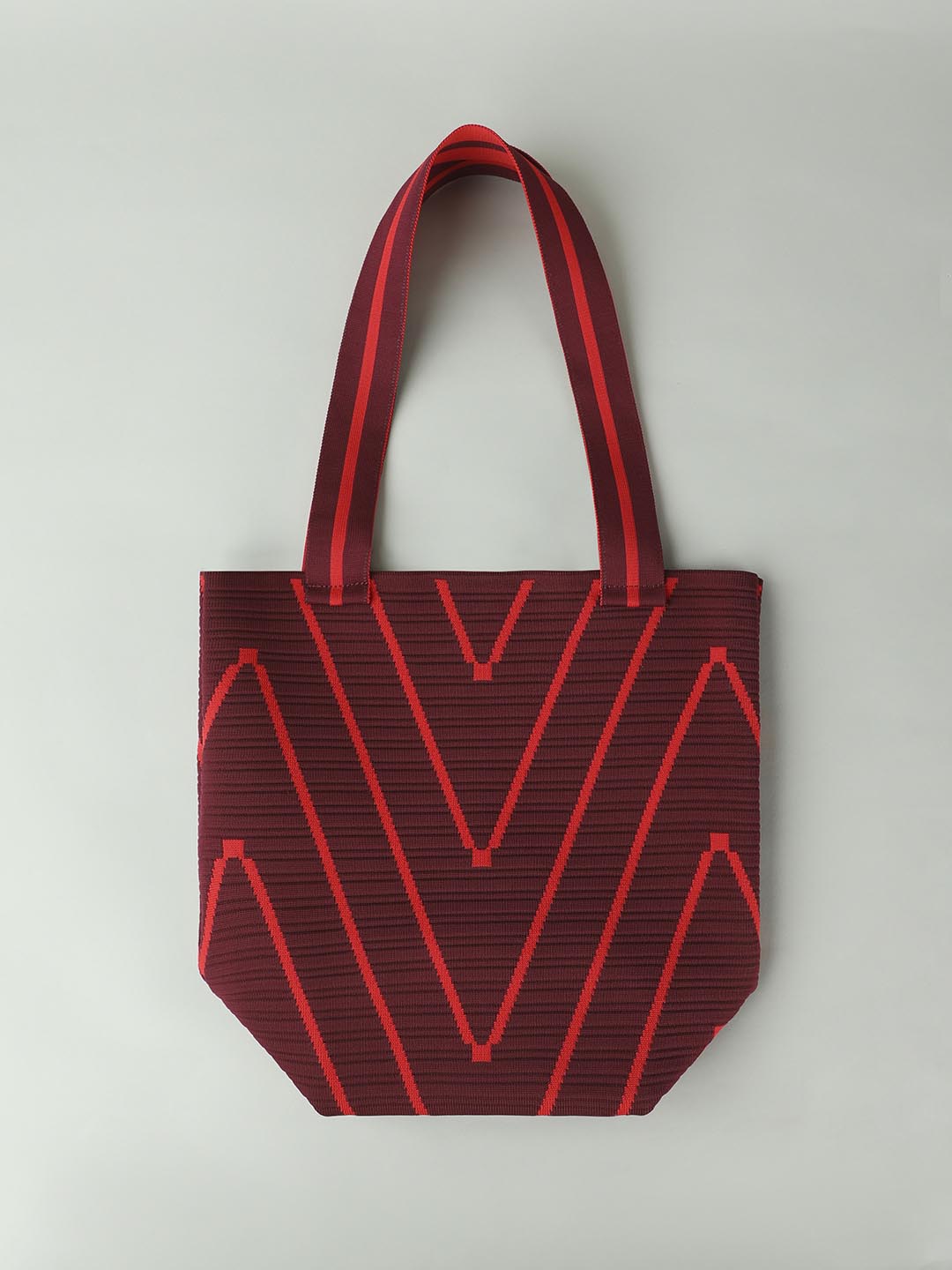 Red Textured Contrast Shoulder Bag
