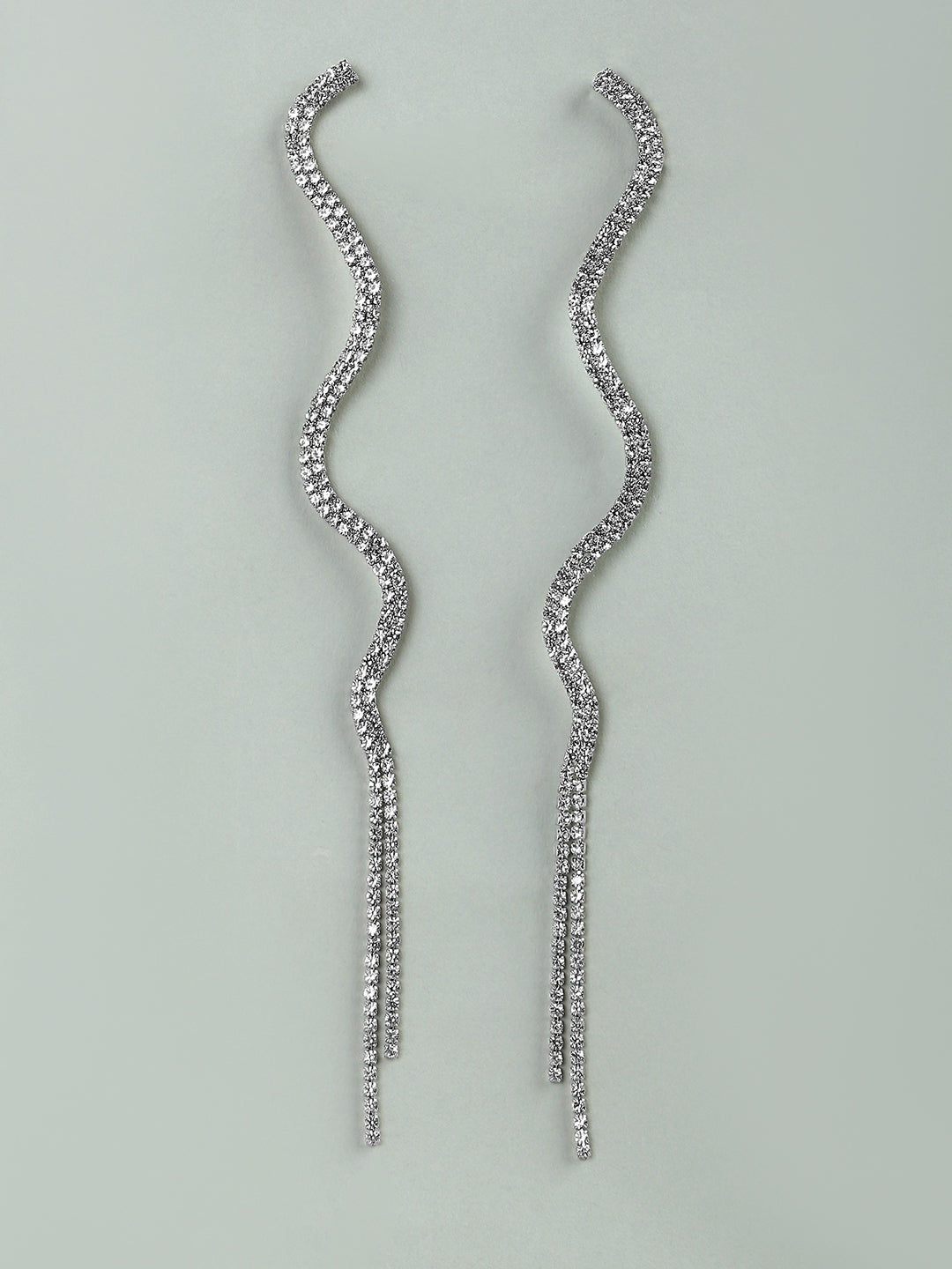 Silver Rhinestone Drop Earrings