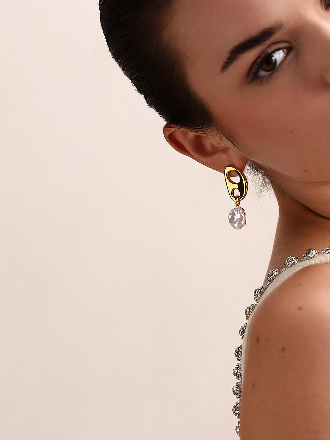 Golden Pearl Detail Earrings