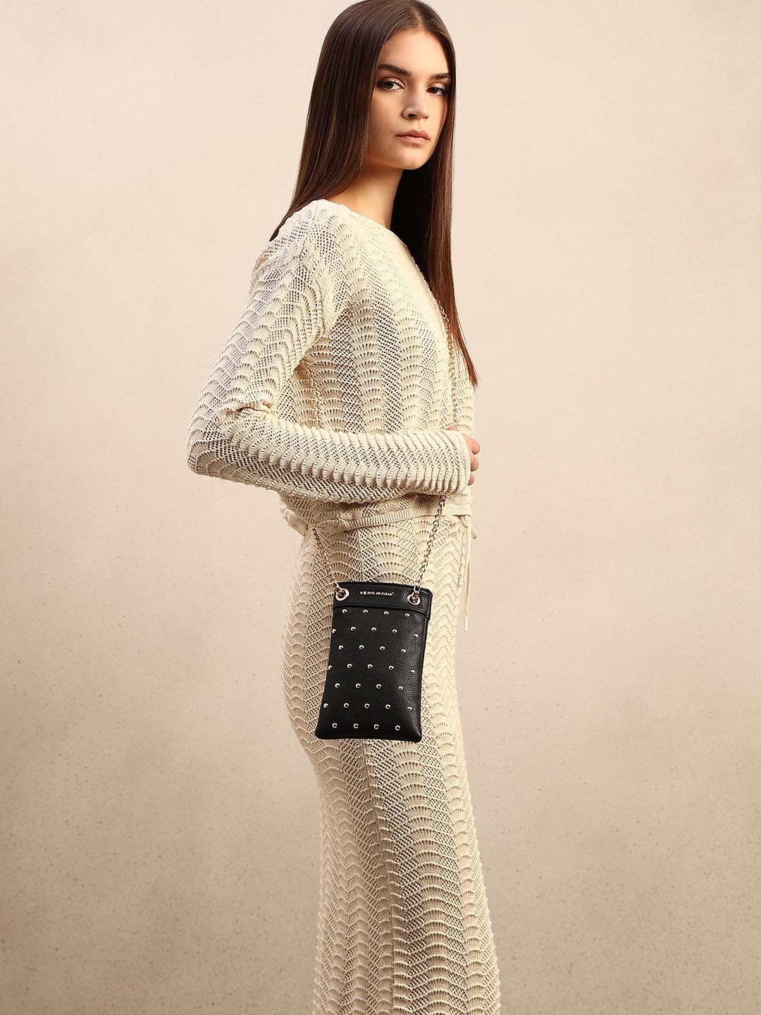 Black Golden Stud Phone Pouch