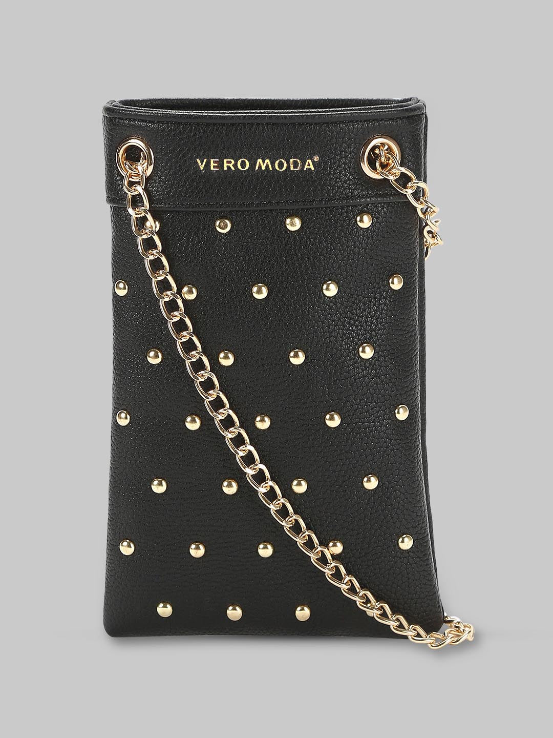 Black Golden Stud Phone Pouch