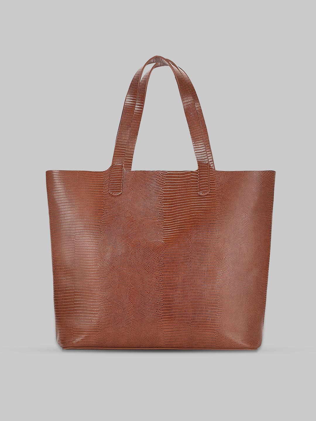 Brown Textured Tote Bag