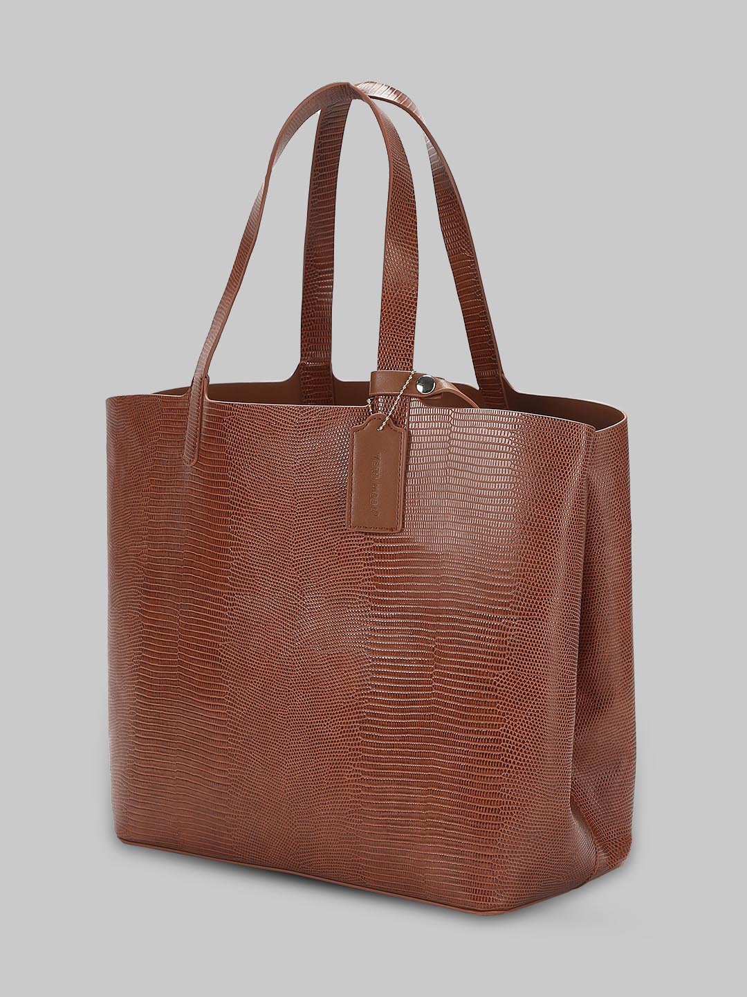 Brown Textured Tote Bag