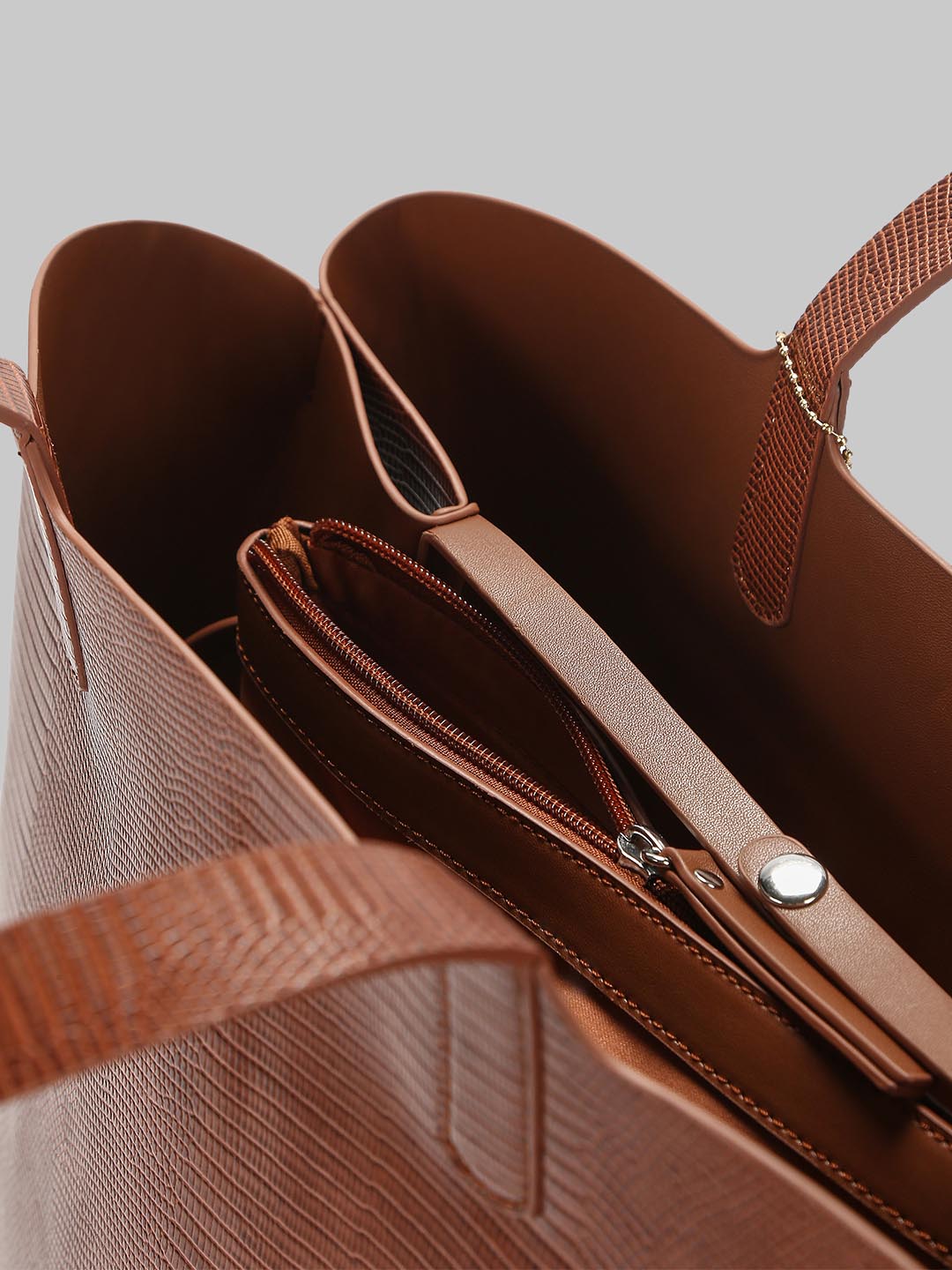 Brown Textured Tote Bag