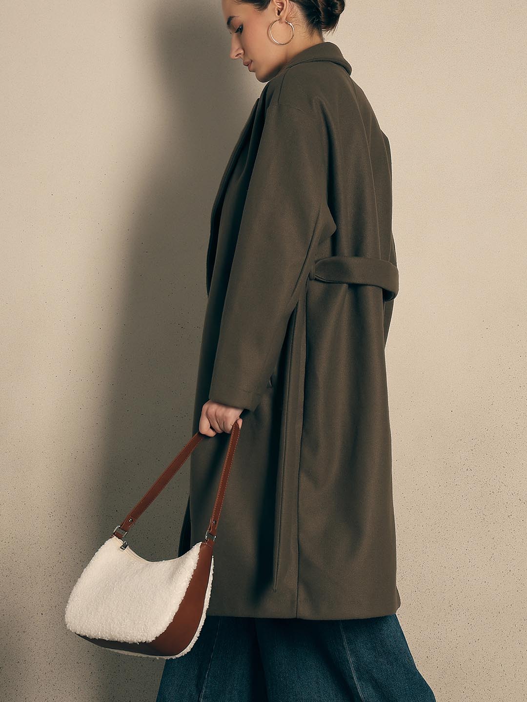 White Textured Shoulder Bag