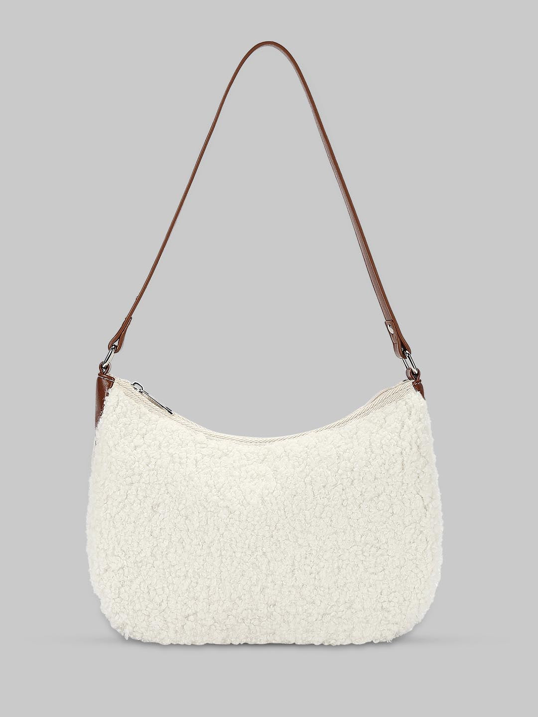 White Textured Shoulder Bag