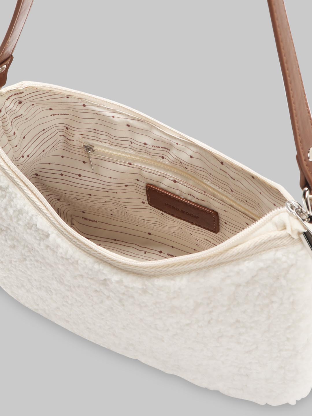 White Textured Shoulder Bag