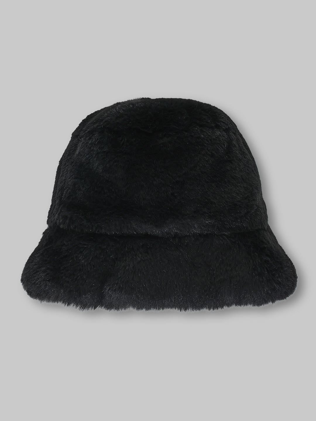 Black Fur Bucket Hat