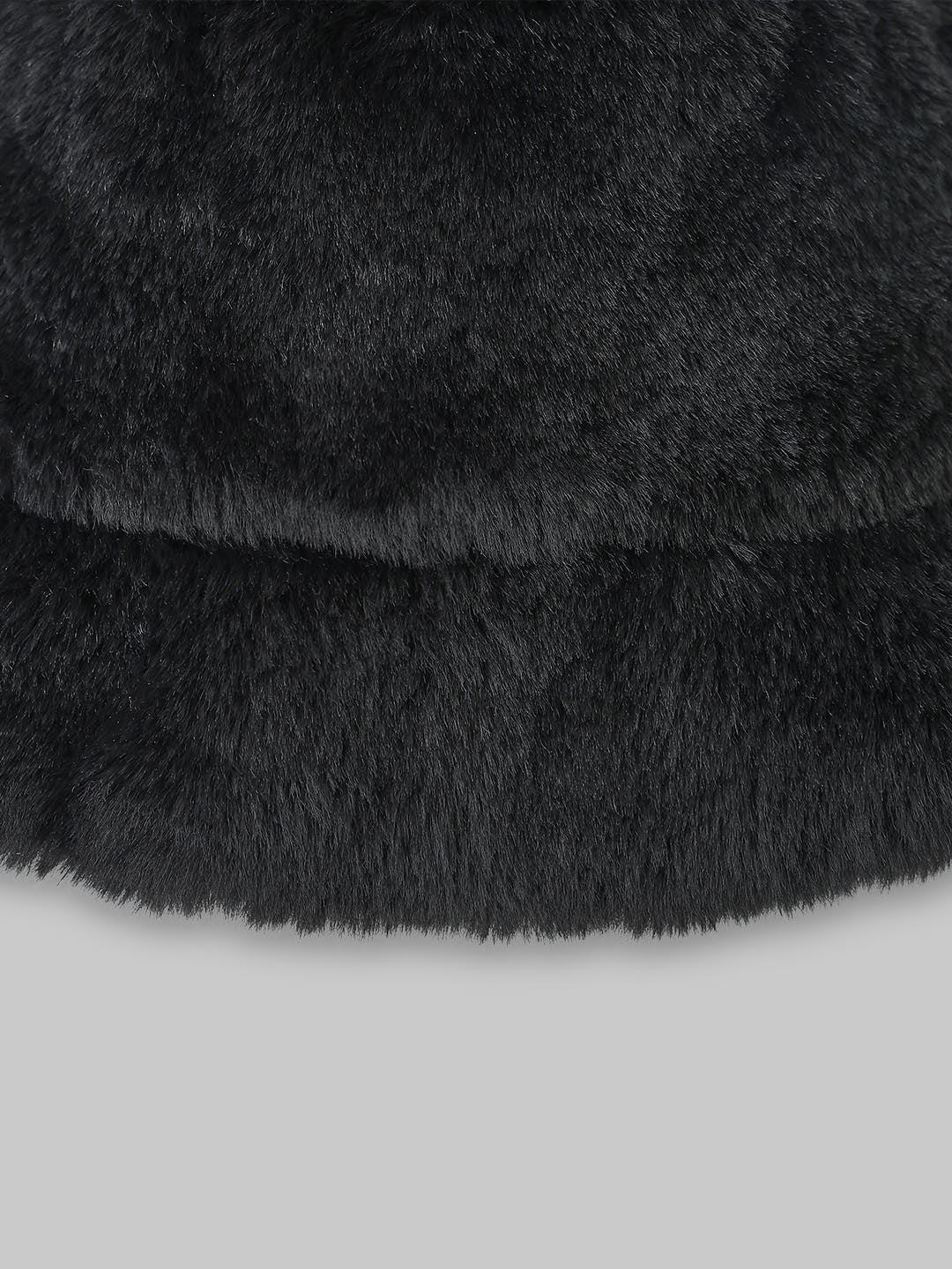 Black Fur Bucket Hat